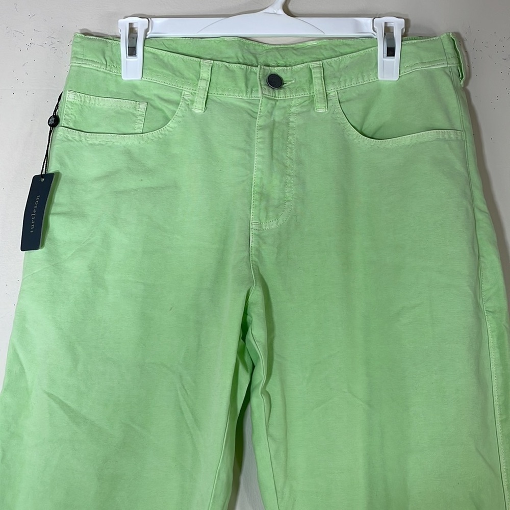 Turtleson Pima Cotton Highrise State Street Hybrid Lime Jeans. 33. NWT. - Picture 5 of 9